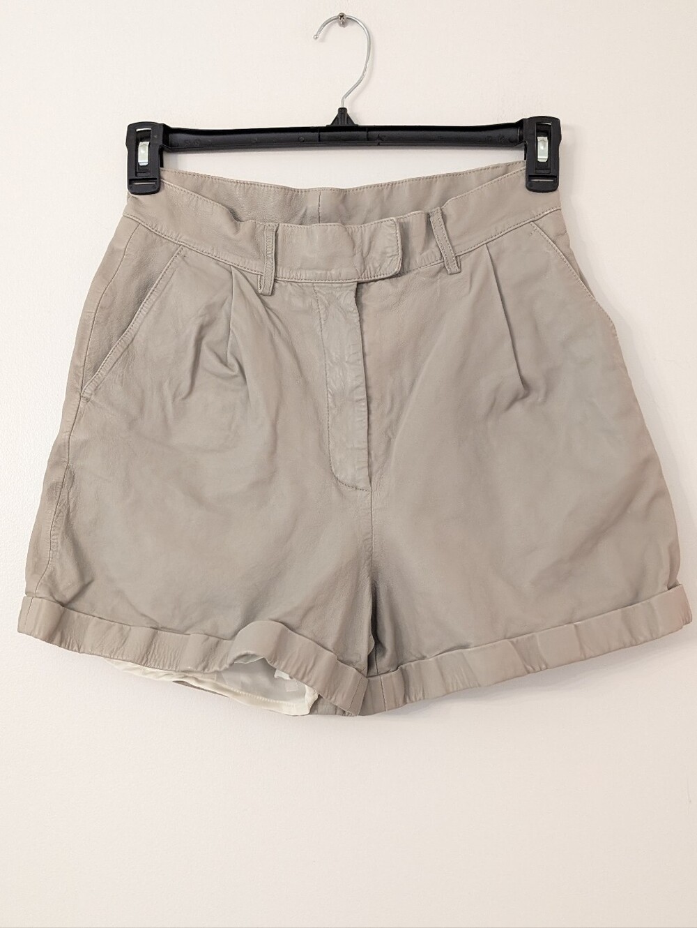 Remain Womens Paola Taupe Sheep Leather Cuffed Pleated Front